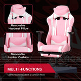 PC Gaming Chair Desk Chair Ergonomic Office Chair Executive High Back PU Leather Racing Computer Chair with Lumbar Support Footrest Modern Task Rolling Swivel Chair for Women Men Girls Adults, Pink BestOffice