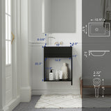 eclife 16" Small Bathroom Vanity Sink Combo, Modern Painted Wall Mounted Floating Cabinet W/Decoration Lines, Resin Basin Sink Top, Chrome Water Save Faucet & Pop Up Drain (Piano Black) eclife