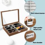 Homeanda Wooden Color 8 Grids Glasses Eyeglasses Case Sun Glasses Holder Eyewear Organizer Sunglasses Box Glasses Case Tray Glasses Display Showcase Organizer Jewelry Tray with Cover Homeanda