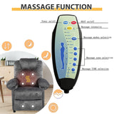 KCREAM Grey Overstuffed Massage Recliner Chair Living Room Chairs for Adults with Side Pockets Fabric Manual Small Recliner with Heating Push Back Recliner Single Sofa Chair KCREAM