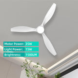Roomratv Ceiling Fans with Lights,Large Airflow 52inch Modern Ceiling Fan with Quite Reversible DC Motor 3 Color Temperature LED Light (White) Roomratv