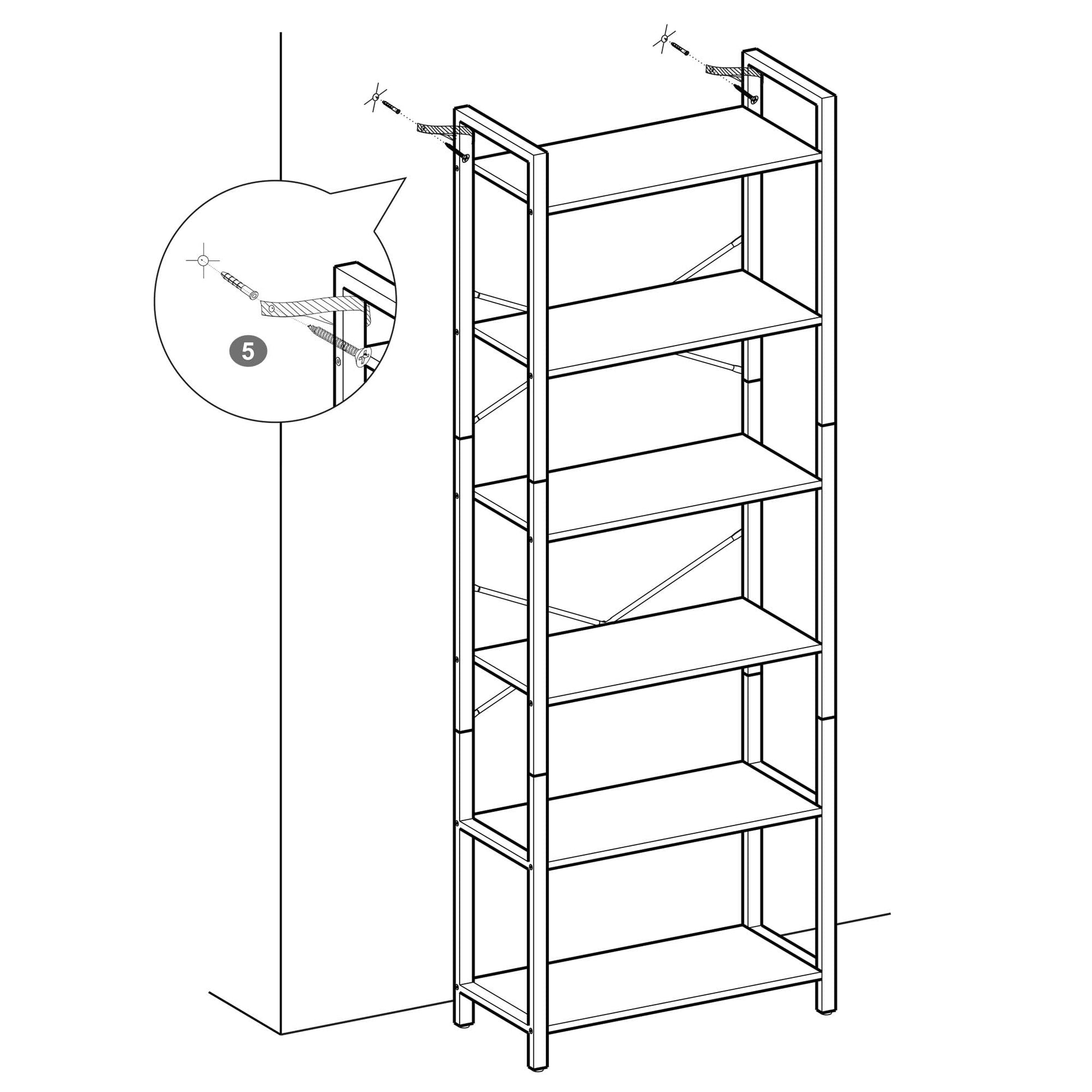 VASAGLE Industrial 6-Tier Tall Bookshelf with Steel Frame in Rustic Brown and Black - WoodArtSupply