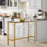 Aklaus 40" Bar Table,Rectangular Industrial Bar Height Table with Sturdy Gold Metal Frame Black Faux Marble Top,Pub Table High Top Dining Table Console Table for Dining Room Living Room Entryway Aklaus