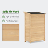 MCombo Outdoor Wooden Storage Cabinet, Garden Tool Shed with Latch, Outside Tools Wood Cabinet with Double Doors for Patio 0709 (Natural, Small) MCombo