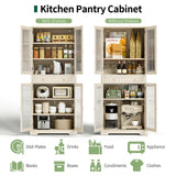 Curlaky Kitchen Pantry Cabinet with Arcylic Doors and Adjustable Shelves - 72" Tall Storage Cabinet Freestanding Cupboard with Drawer, Food Pantry Cabinet, Wood Storage Cabinets for Dining Room, White Curlaky