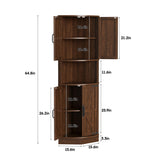 Vabches 64.8" Tall Farmhouse Corner Cabinet with 4 Doors and 5 Storage Shelves, Farmhouse Storage Cabinet with Barn Door Design, Home Space Saver for Living Room, Kitchen, Laundry Room,Brown Vabches