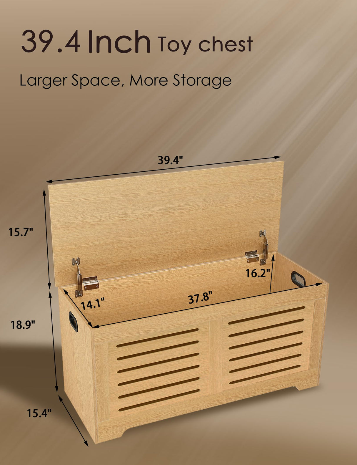 DINZI LVJ Storage Chest, 39.4”Wooden Storage Box with 2 Safety Hinges, Entryway Shoe Bench with Flip-Top, Farmhouse Style Trunk for Living Room, Bedroom, Play Room, Easy Assembly, Natural DINZI LVJ