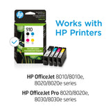Original HP 910 Black, Cyan, Magenta, Yellow Ink Cartridges (4 Count -pack of 1) | Works with HP OfficeJet 8010, 8020 Series, HP OfficeJet Pro 8020, 8030 Series | Eligible for Instant Ink | 3YQ26AN HP