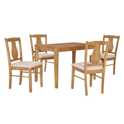 LUMISOL Wooden Kitchen Dining Table Set with Chairs for 4 Persons, Farmhouse 5 Piece Dining Room Table Furniture Set