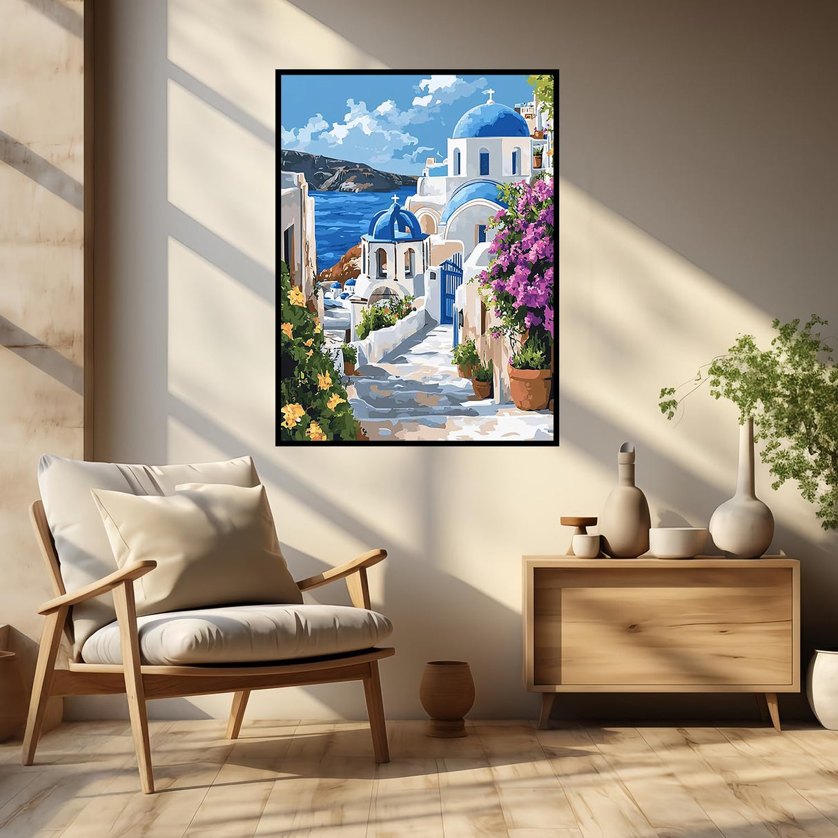 CHWGLFGG 5D Diamond Art Kits for Adults Beginners, Santorini Greece Landscape Diamond Painting Kits, DIY Full Round Drill Paint by Diamonds Dot Gem Art for Adults, Home Wall Decor 12x16 Inch CHWGLFGG