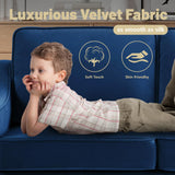 GOAWGO Modern Velvet Loveseat Sofa Couch Upholstered Love Seat Couches with Wooden Legs Comfy 2 Seat Small Couch for Living Room Bedroom Small Spaces, Navy GOAWGO