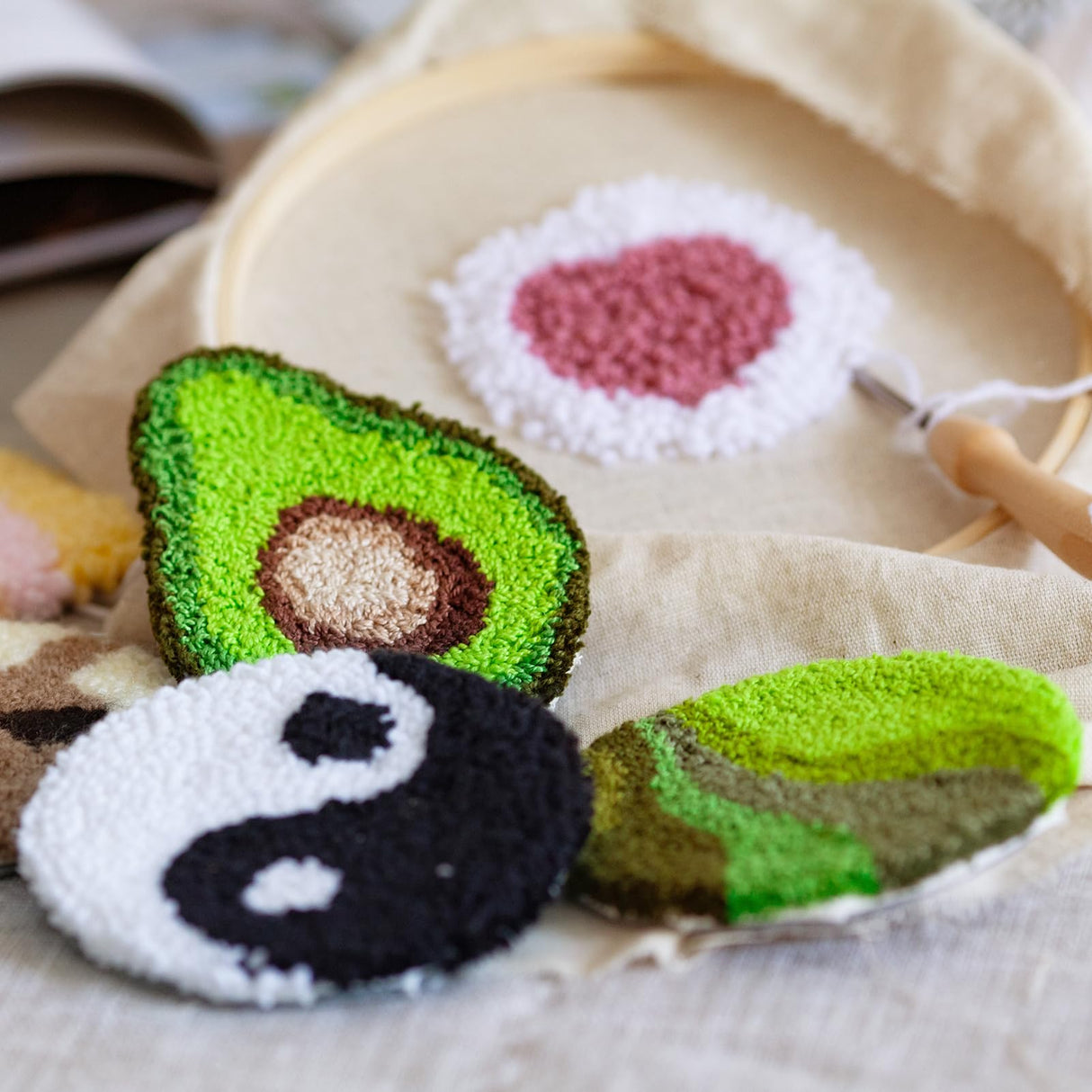 Pllieay Punch Needle, Wooden Punch Needle Tool, Adjustable Embroidery Punch Needle Tool for Punch Needle, DIY Craft Stitching Pllieay