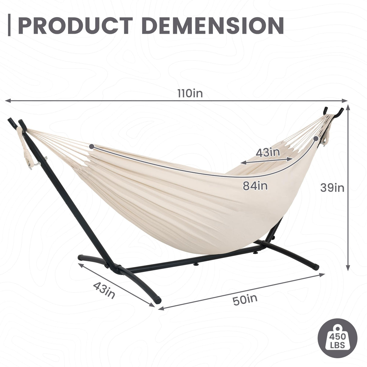 Lazy Daze Hammocks Double Hammock with 9ft Space-Saving Steel Stand Includes Portable Carrying Case, 450 Pounds Capacity (Natural) Lazy Daze Hammocks