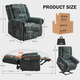 CDCASA Dual Motor Lay Flat Lift Chairs Recliners for Elderly with Massage and Heat, Upgraded Chenille Infinite Position Large Sleeping Electric Power Lift Chair Recliner for Seniors, Grey Blue CDCASA