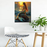 Tucocoo Mermaid Princess Paint by Number for Adults Sunrise Landscape DIY Oil Painting by Numbers Kits for Adults Beginner Gifts for Women Mermaid Lovers Fantasy Home Wall Decor 16x20Inch Frameless Tucocoo