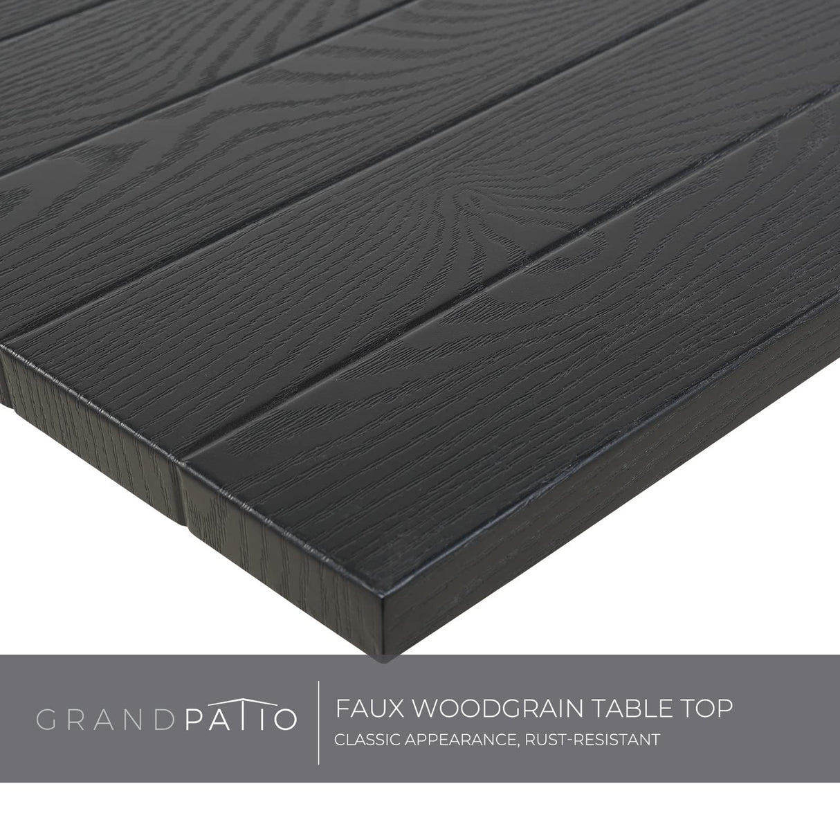 Grand patio 7-Piece Patio Dining Set for 6, E-Coated Outdoor Dining Set Swivel Patio Dining Chairs with Olefin Cushions & 1 Black Rectangular Faux Woodgrain Dining Table with 1.5”Market Umbrella Hole Grand patio