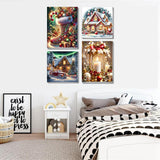 4 Pack Christmas Paint by Numbers Kit for Adults Beginner with Framed,Winter Easy Adult Paint by Number Kits on Canvas DIY Painting for Beginners Art by Numbers for Home Wall Decor 10x12-10x10 Inch NEGEKFKX