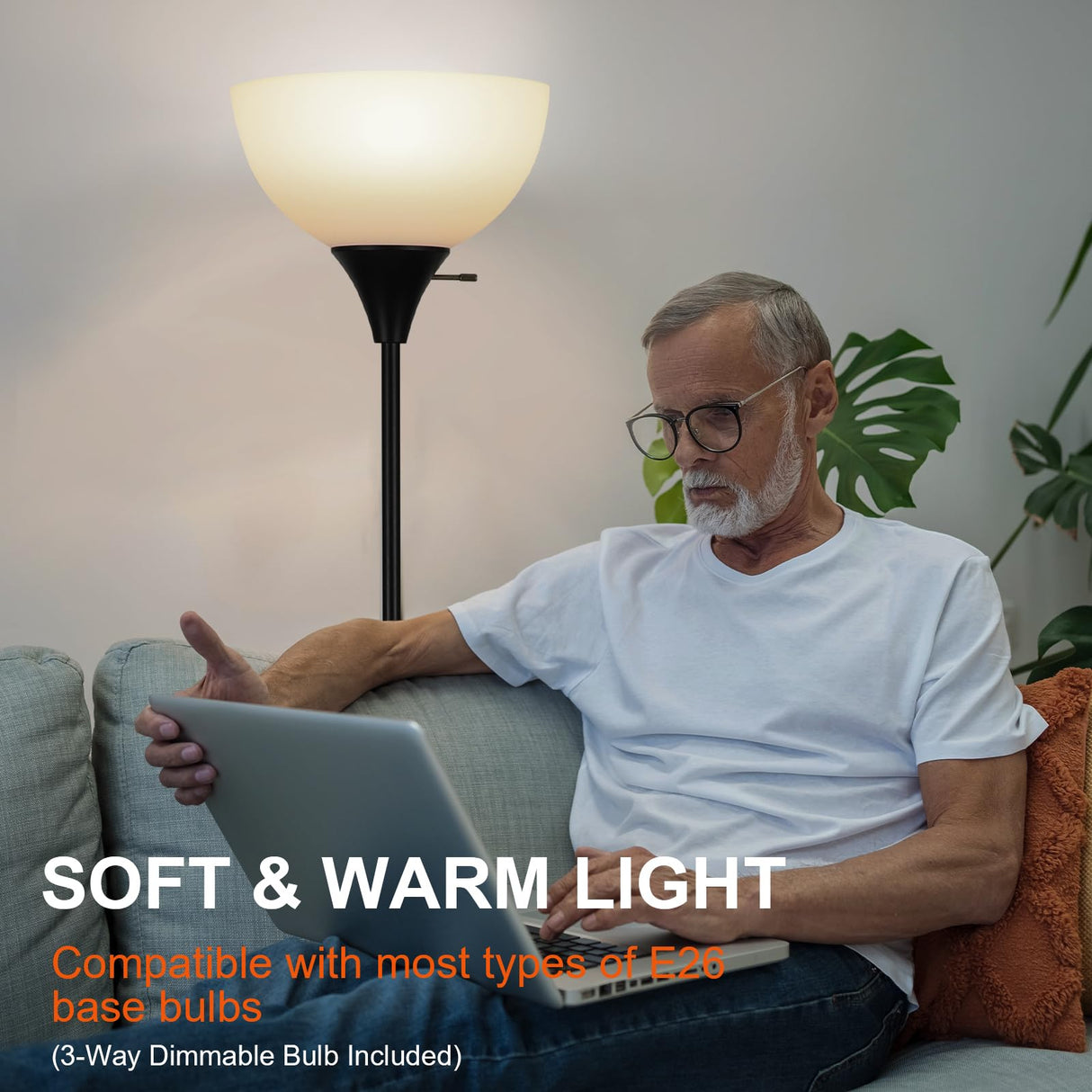 Floor Lamp, Dimmable Standing Lamp, 3 Levels Brightness Led Floor Lamp Rotary Switch Floor Lamps Modern Industrial Lamp with Shade, Tall Lamps for Living Room Bedroom Office Dining Room (Black) LALISU