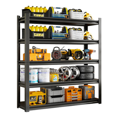 59" W Garage Shelving Unit, Garage Storage Shelves 3000LBS Heavy Duty Shelving, Adjustable 5 Tier Metal Shelving Utility Shelf, Storage Rack for Industrial, Warehouse, Basement (19.6" D*59" W*72" H)