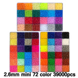 ZLLBTMO 39000 Pcs Fuse Beads Kit for Craft Making 72 Colors 2.6mm Mini Small Iron Beads Set for Aduld Kids, with Box, 4 Pegboards, 1 Drawing, 1 Tweezers, 5 Ironing Paper ZLLBTMO