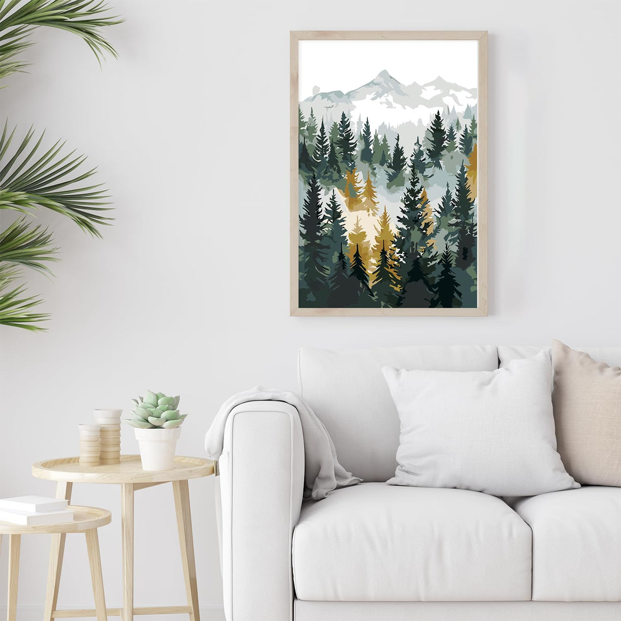 Framed Paint by Numbers Kit for Adults Beginner & Kids Age 8-12, Easy Landscape Adult Paint by Number Kits on Canvas, DIY Acrylic Forest Number Painting for Adults Mountain for Home Decor 8x12 Inch Possoco