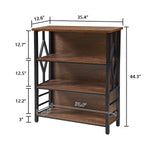 HOMISSUE Bookshelf, 4-Tier Rustic Short Bookshelf, Industrial Shelf Bookcase with Engineered Wood Shelves, Low Bookcase with Storage, Small Shelf for Living Room, Bedroom and Office, Rustic Brown HOMISSUE