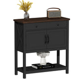ChooChoo Farmhouse Console Table, Entryway Table with Storage Shelf, Coffee Bar Cabinet, Narrow Buffet Sideboard for Kitchen, Hallway, Living Room, Black ChooChoo