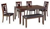 Signature Design by Ashley Bennox Dining Room Set, Includes Table, 4 18" Chairs & Bench, Brown Signature Design by Ashley