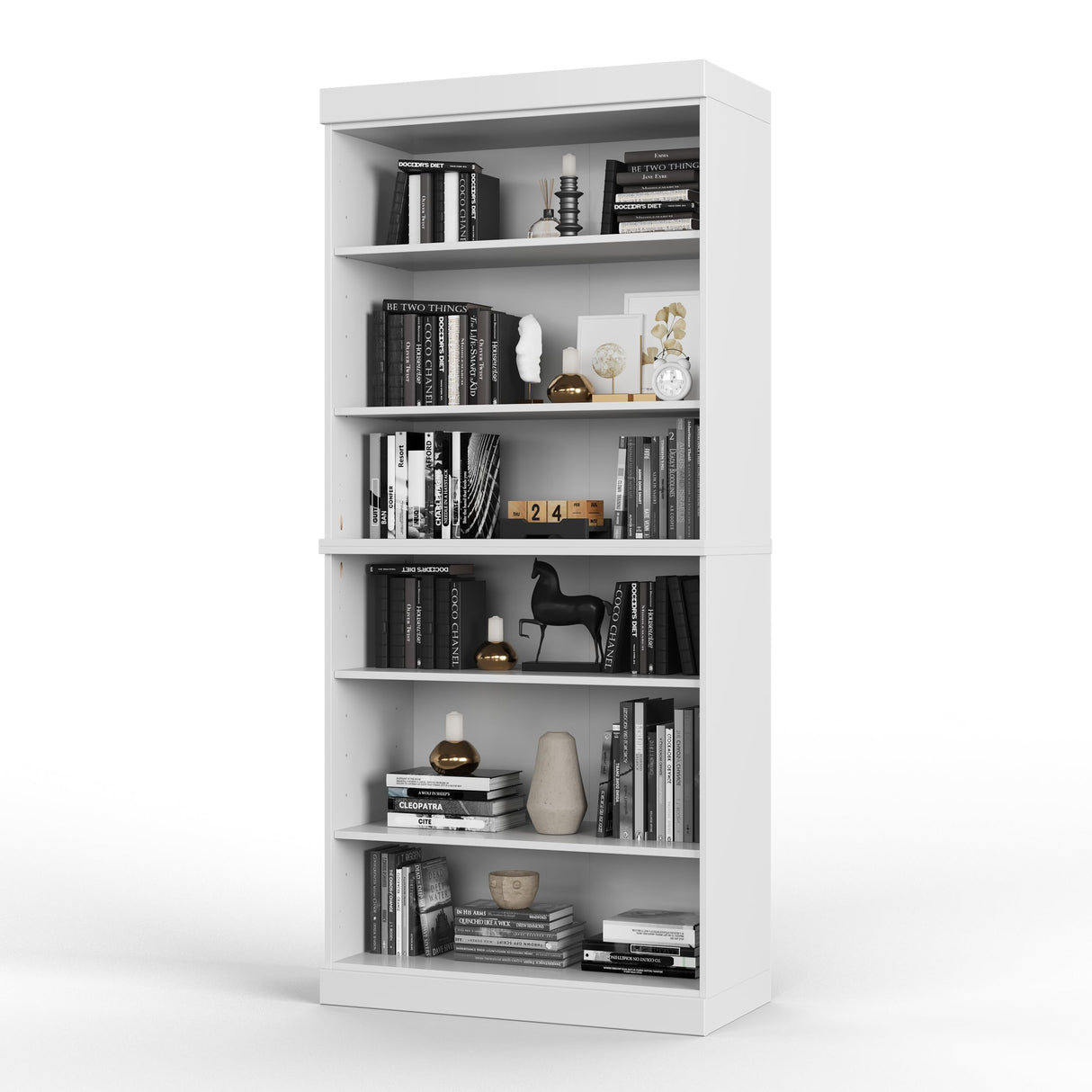 Palace Imports Solid Wood Bookcase - Stackable Modular 6 Tier Bookshelf - 71.5" Tall x 32" Wide - White Book Shelf, Open Display Shelf for Living Room, Office, 100% Eco-Friendly Wood, Made in Brazil Palace Imports