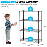 Lynkloft 4-Shelf Metal Shelving Rack 36" L x 14" D x 54" H Garage Storage Shelves NSF Adjustable Wire Shelves Organizer for Kitchen Closet Basement, Each Shelf Can Hold 250LBS, Black Lynkloft