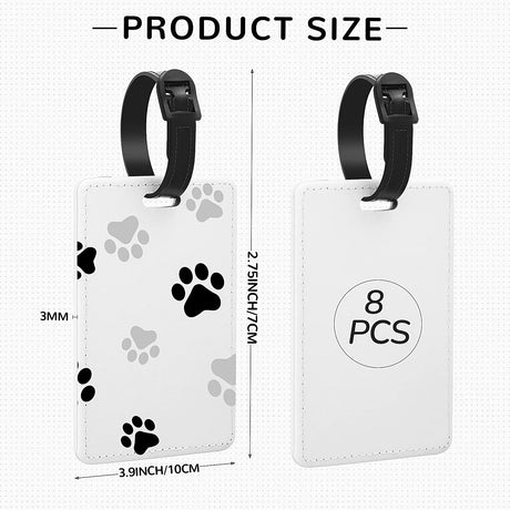 Huhumy 8 Pcs Sublimation Blank Luggage Tags White Blank Travel Tags with Strap Double Sided MDF Suitcase Label Tag Heat Transfer Name ID Card DIY for Women Men, 4 x 2.75 Inch Huhumy