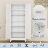 RISTERN White Metal Storage Cabinet,75" Steel File Cabinet for Home Office, Kitchen Pantry Storage Cabinet with Doors and 5 Adjustable Shelves, Tool Cabinet, for Office, Home, Garage, School RISTERN