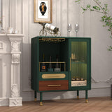 ARTPOWER Modern Coffee Bar Cabinet with Wine Glass Rack and Drawers, Green Liquor Cabinet with Pull-Out Wine Storage for Kitchen, Dining Room, Living Room ARTPOWER
