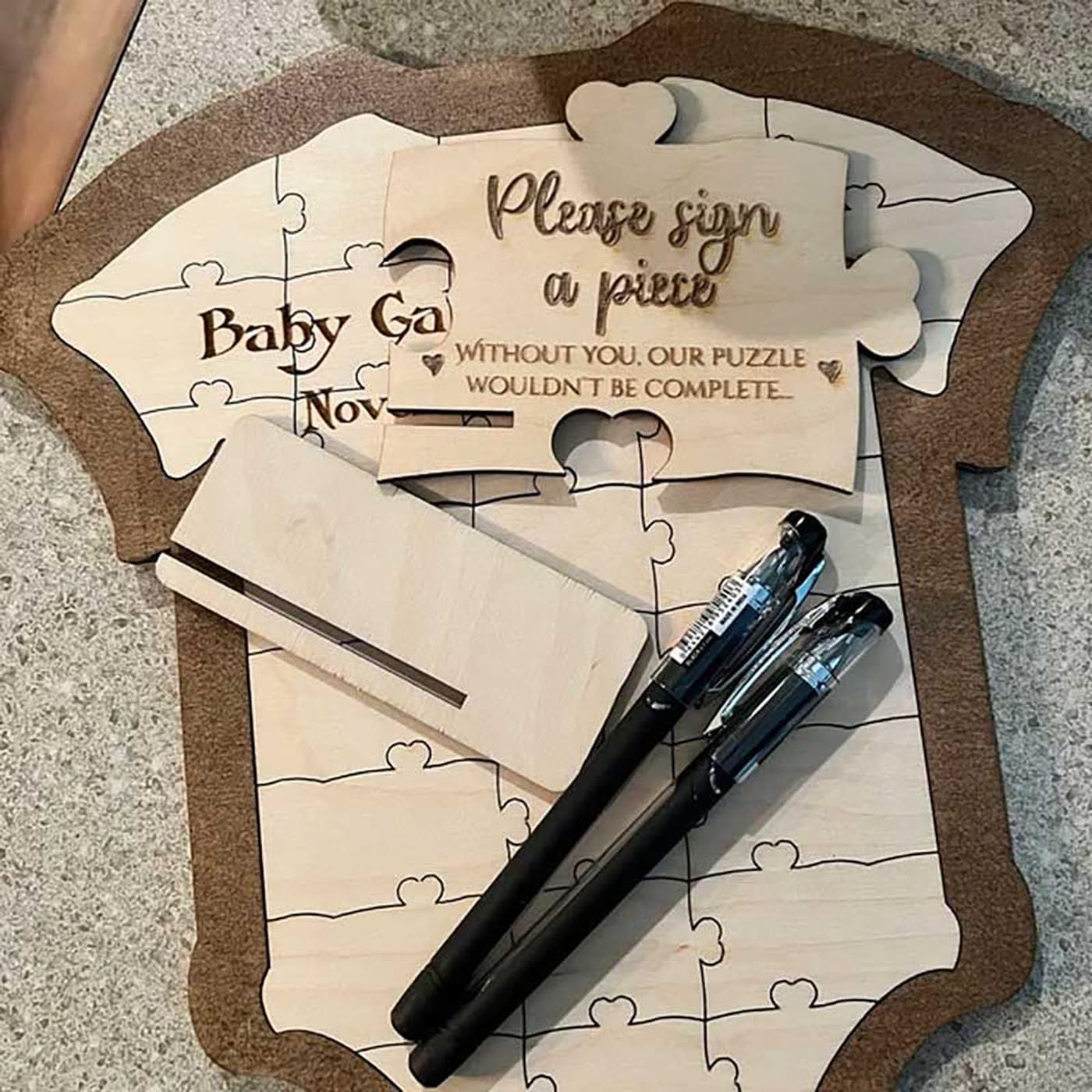 Lollory Personalized Wooden Baby Shower Guestbook, Custom Baby Grow Puzzle Guest Book Baby Shower Keepsake Botanical Baby Guest Book Alternative Guestbook Jigsaw Puzzles Baby Gift - WoodArtSupply