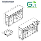 IFGET Farmhouse Buffet Cabinet, 53” Sideboard Cabinet w/3 Drawer, Rustic Storage Cabinets w/Sliding Barn Door, Coffee Bar for Dinning Room, Kitchen, Hallway, and Living Room-Dark Grey IFGET