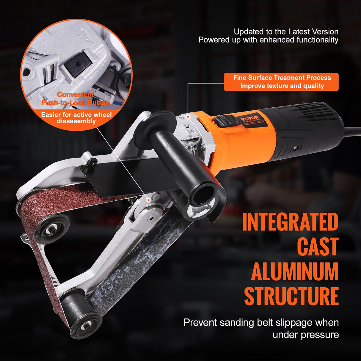 VEVOR Pipe Tube Polisher Sander, 1000W Pipe Belt Sander with 6 Variable Speeds 1100-3200rpm, Professional Belt Sander Grinding Machine with 3PCS VEVOR