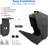 【2 guns capacity】 GUN Safe Biometric Pistol Safe Drop Down Handgun Safe Wall Mounted Double Gun Safe for Handgun with Fingerprint Passcode Key 3 Ways Quick Access Car Gun Safe for Desk,Nightstand EVESKY