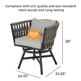 Grand patio 11-Piece Outdoor Dining Set for 10, Patio Dining Furniture Set for 10 Swivel Rope Wicker Chairs & 1 Extendable Rectangular Dining Table, Brown Grand patio