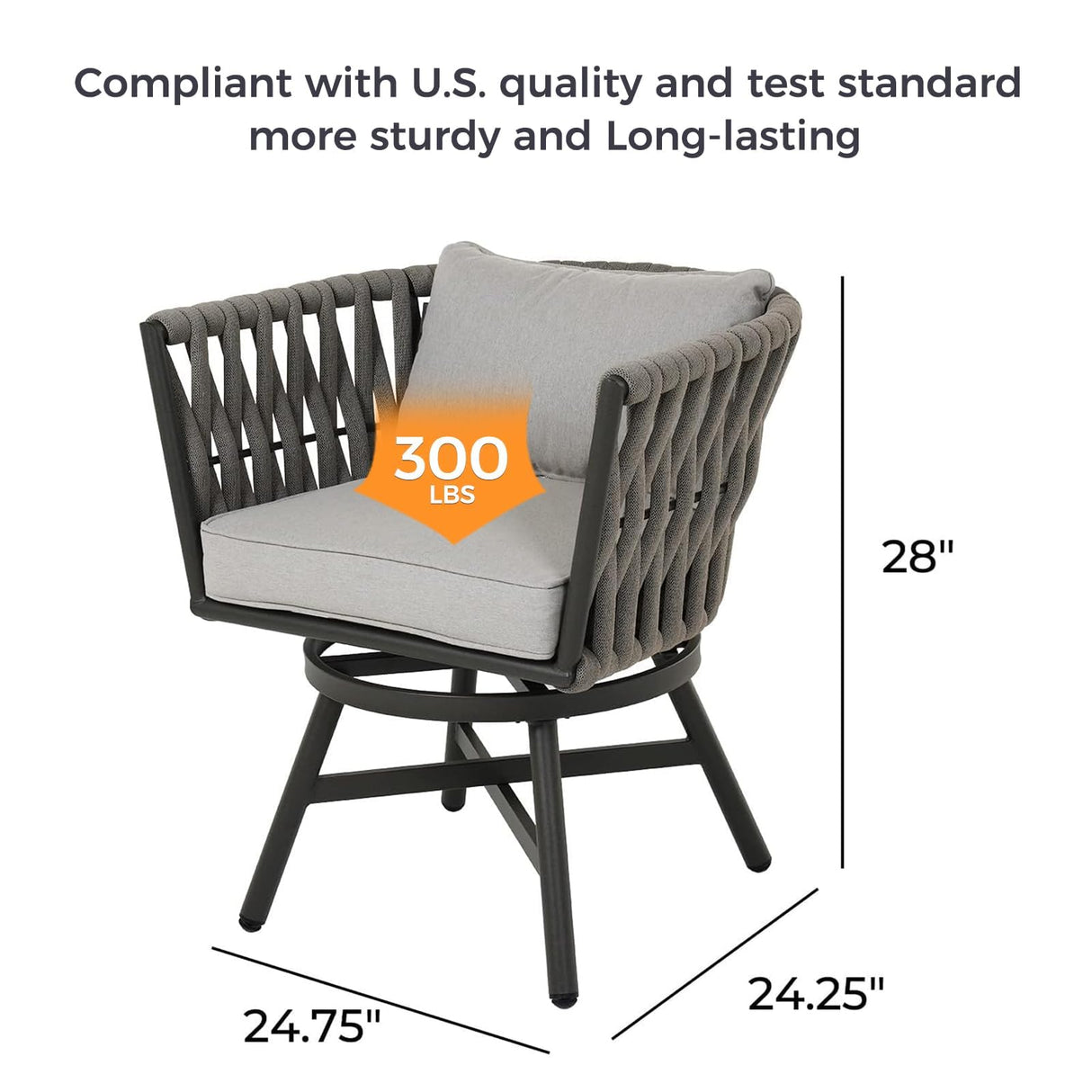 Grand patio 9-Piece Outdoor Dining Set for 8, Patio Dining Furniture Set for 8 Swivel Rope Wicker Chairs & 1 Expandable Rectangular Dining Table, Grey Grand patio