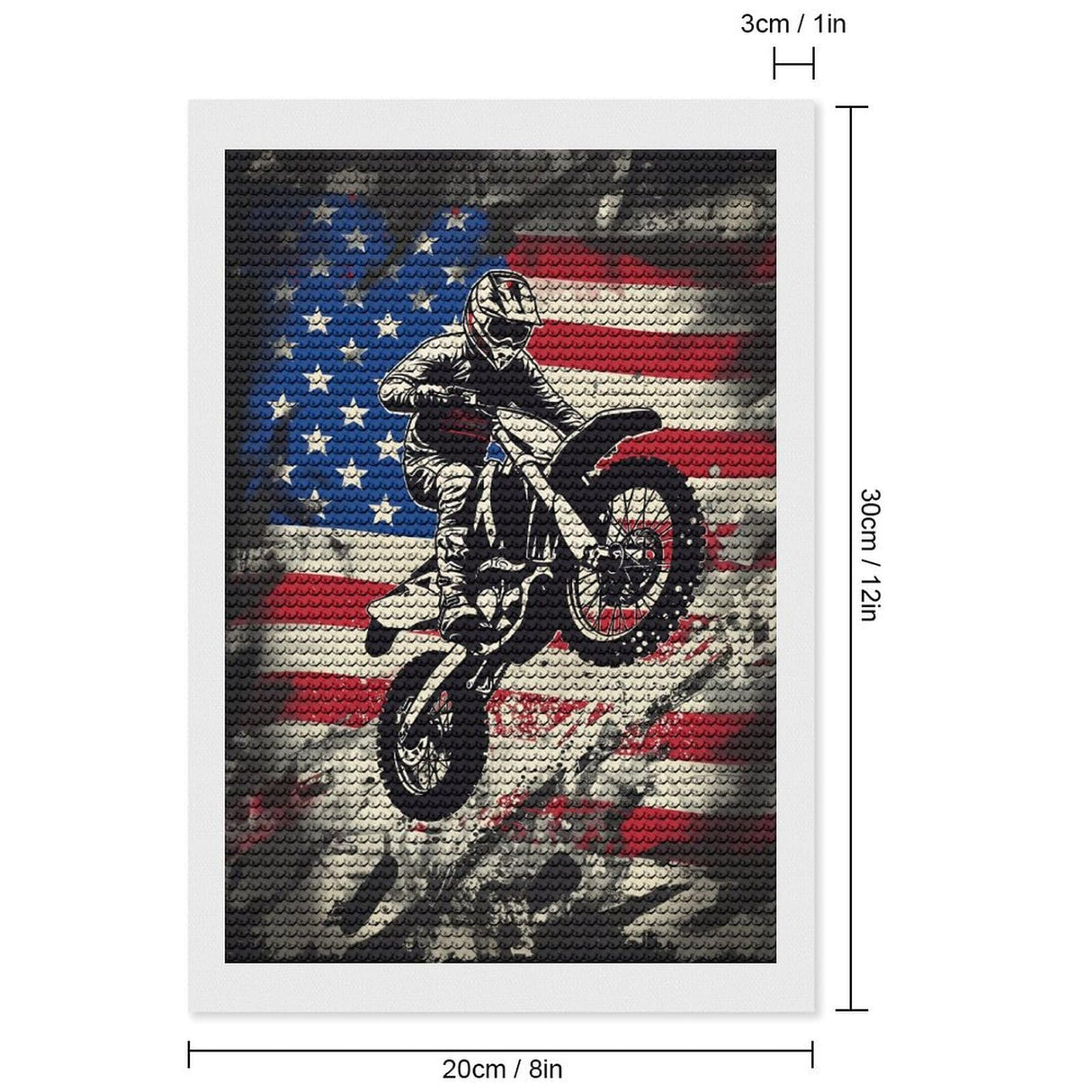 QUOPLMAM Dirt Bike Motocross USA Flag Diamond Art Painting Art Kits Diamond Art Painting Diamond Art Kits 5D Diamond Art Painting Kits DIY Diamond Art for Home Wall Decor 8"x12" QUOPLMAM