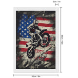 QUOPLMAM Dirt Bike Motocross USA Flag Diamond Art Painting Art Kits Diamond Art Painting Diamond Art Kits 5D Diamond Art Painting Kits DIY Diamond Art for Home Wall Decor 8"x12" QUOPLMAM