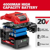 Alloyman Cordless Impact Wrench, 1475Ft-lbs (2000N.m) 1/2 High Torque Brushless Impact Gun, 20V Power Impact Driver, 4000mAh Battery,3 Sockets, Brushless Motor Variable Speeds for Car/Truck RV/Mower Alloyman