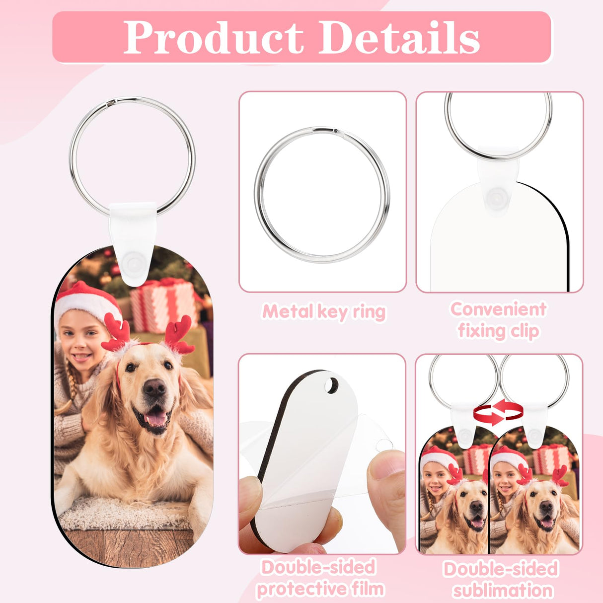 Guiqulai 300 Pcs Sublimation Keychain Blanks Bulk Double Side Heat Transfer Sublimation MDF Blank Set with Keychain Rings & Jump Rings,Heat Transfer Keychain Blank Board for DIY Crafts(Oval) Guiqulai