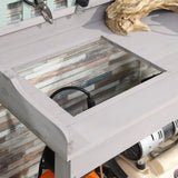 Outsunny Outdoor Wooden Potting Bench Table with Removable Sink, Garden Work Bench with Chalkboard, Drawer, Open Shelf Storage, Light Gray Outsunny