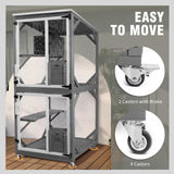 GEGURI Large Cat House Outdoor Catio Enclosure, Indoor Wooden Kitten Cage with Upgraded Resting Box, Waterproof Roof GEGURI