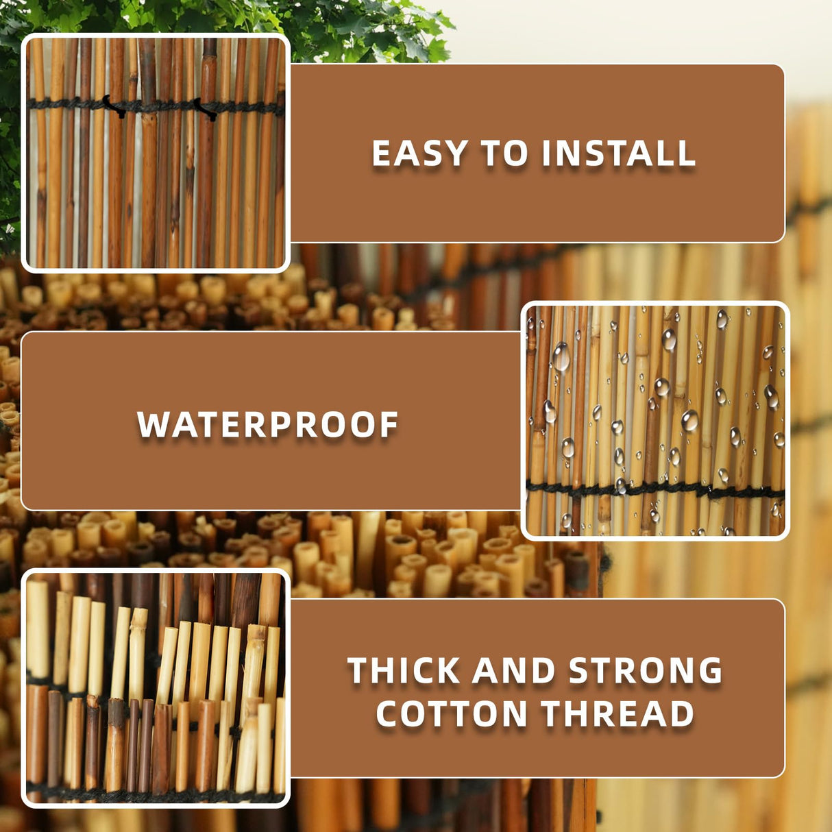 SHYDZYYC Brown 6FT X 16.4FT Reed Fencing Roll, Balcony Privacy Reed Shade Bamboo Fencing Garden Fence Border, Wind Block Sunshade Fence Screen for Outdoor Yard Patio Flower Bed Edge SHYDZYYC