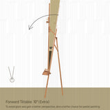 ATWORTH American Oak Inclinable Studio Art Easel, Hold Canvas up to 48”, Deluxe Wooden Large Adjustable A-Frame Lyre Style Floor Painting Easel Stand with Storage Tray, Natural Oil Finish ATWORTH