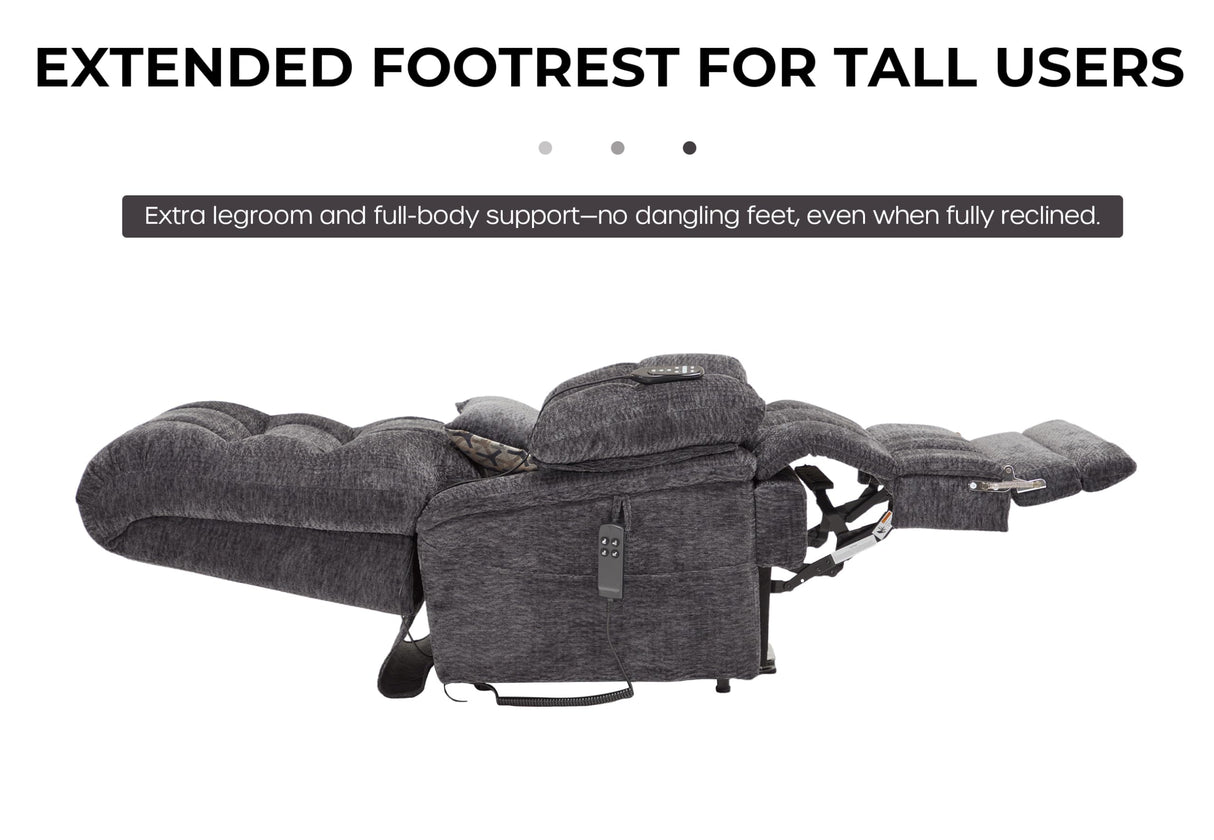 DYNOX 400lbs Lift Chairs for Big & Tall Seniors Power Lay Flat Recliner Oversized Lift Sofa with Heat Massage Electric Lift Recliner Chair Bed, Extended Footrest(9205L,Chenille,Grey) DYNOX