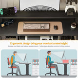 CubiCubi Computer Desk with Keyboard Tray, 47 Inch Office Desk with Monitor Stand and Storage Shelves, Music Studio Desk Workstation, Work Table for Home Office, Black CubiCubi