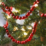 REOVE Christmas Wooden Bead Garland Bright Red Wood Bead Garland Christmas Tree Holiday Decoration (Dark Red, 9 feet) REOVE